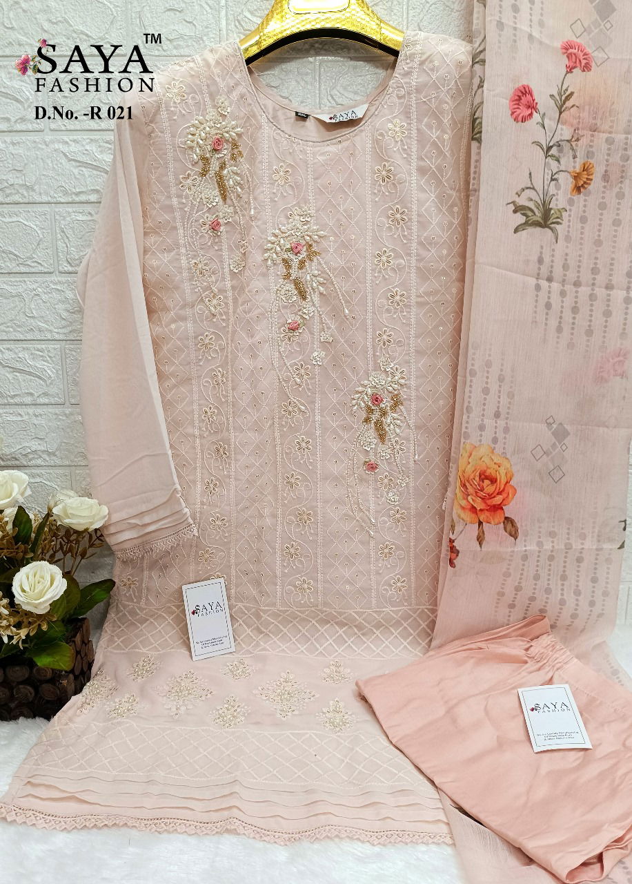 R 021 By Saya Embroidery Georgette Pakistani Readymade Suits Wholesale Market In Surat